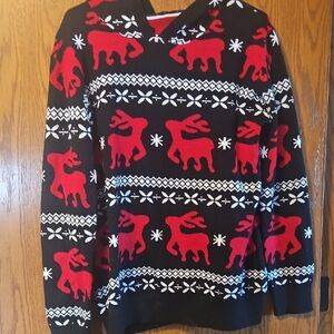 Festive Reindeer Black and Red Sweater